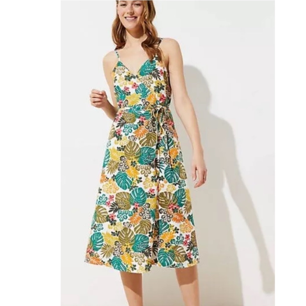 Loft tropical wrap dress